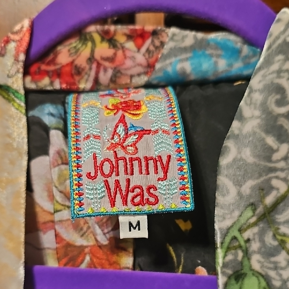 Johnny Was Multicolor Patchwork Velvet Kimono - image 2